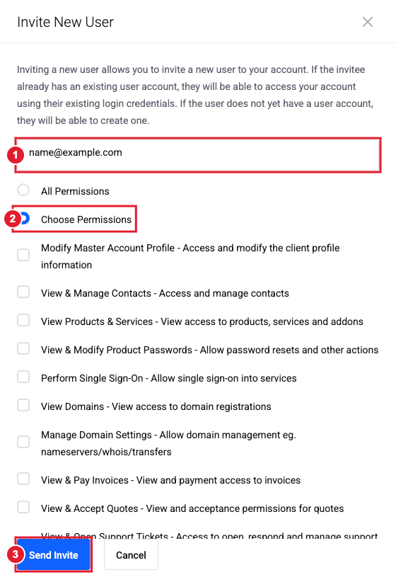 Invite New User form