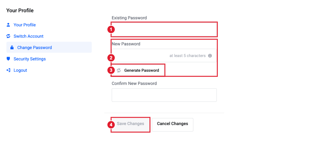 Change Password form