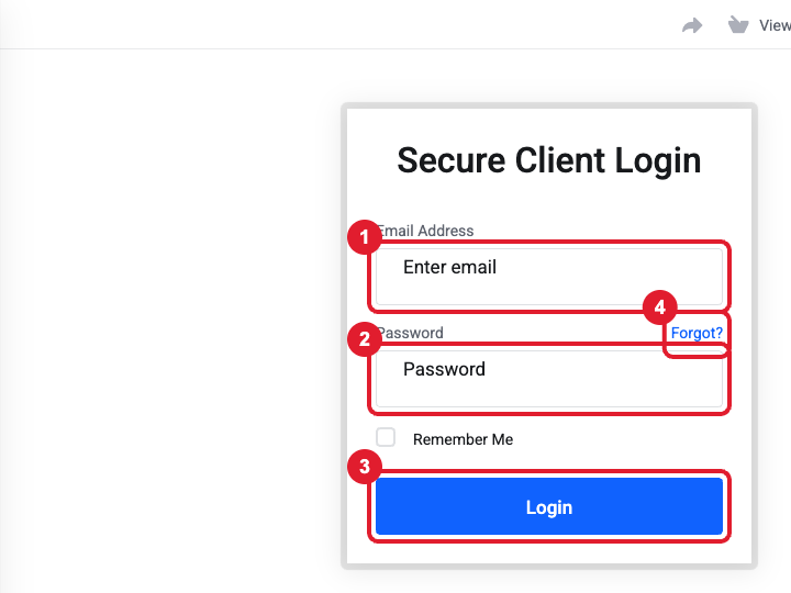 Liberation Client Area login page