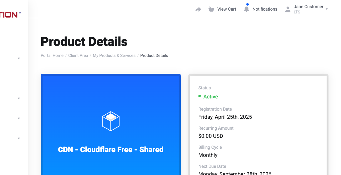 Cloudflare CDN product details page