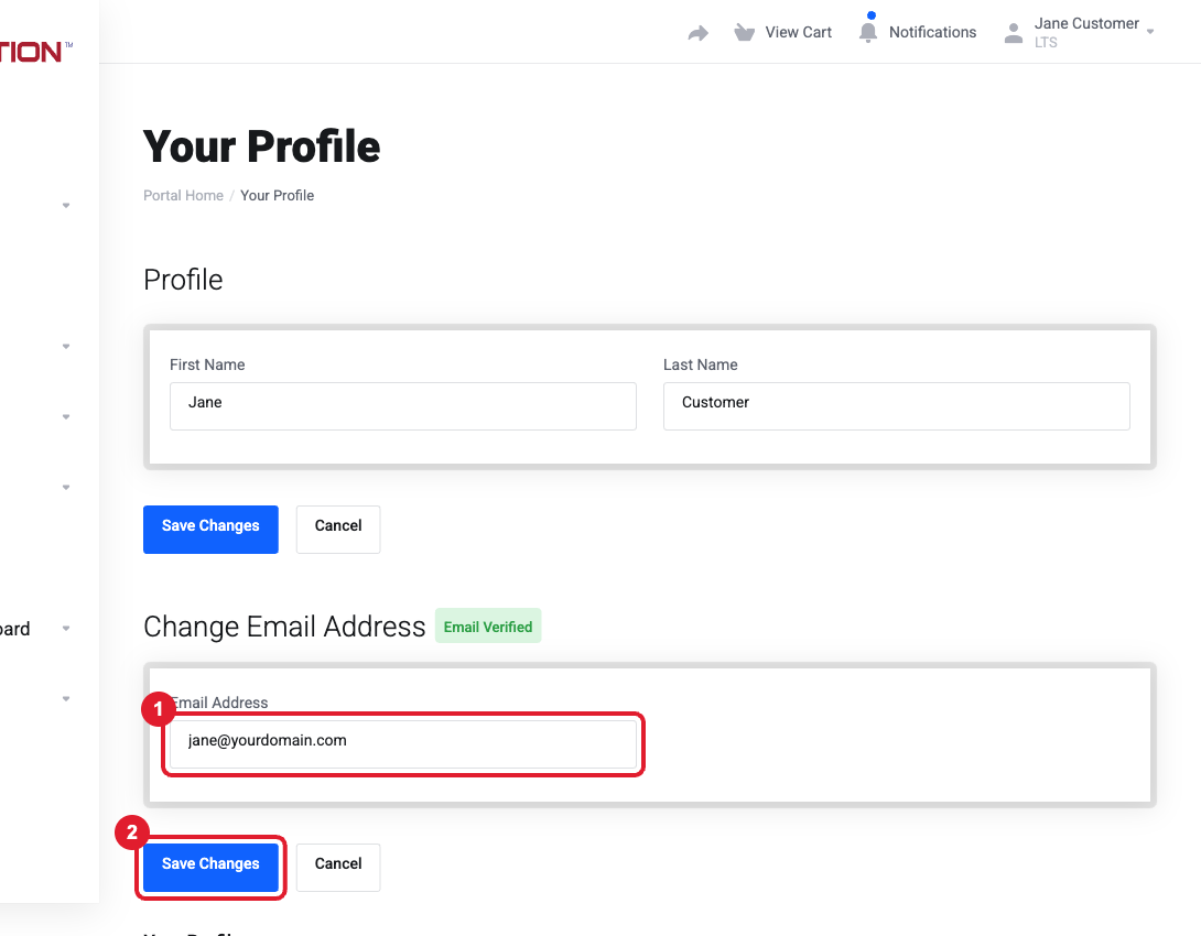 Change login email address