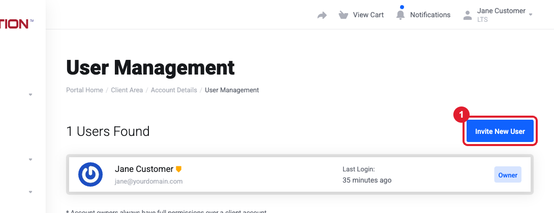 User Management page