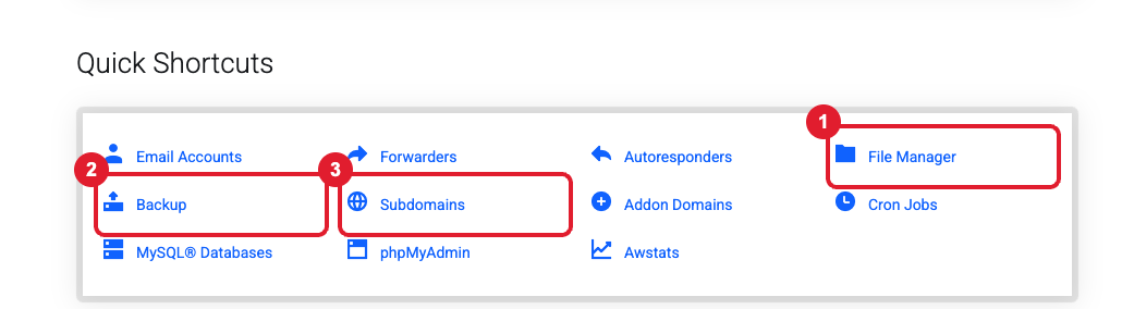 Hosting Quick Shortcuts