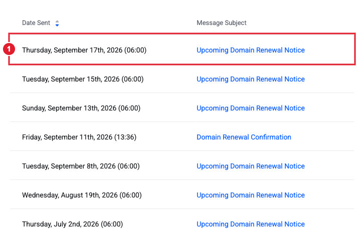 Email History list