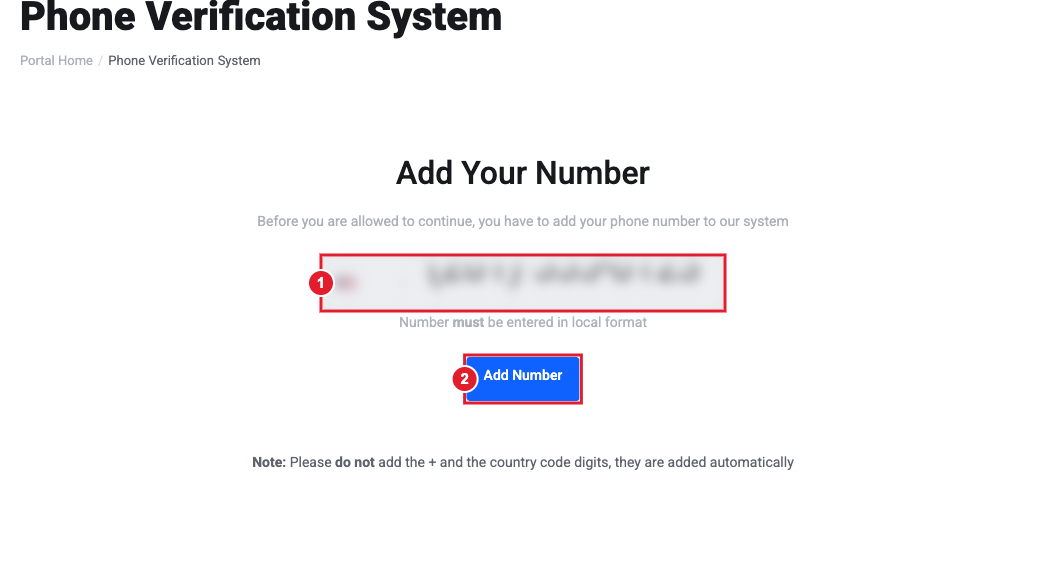 Add Your Number page