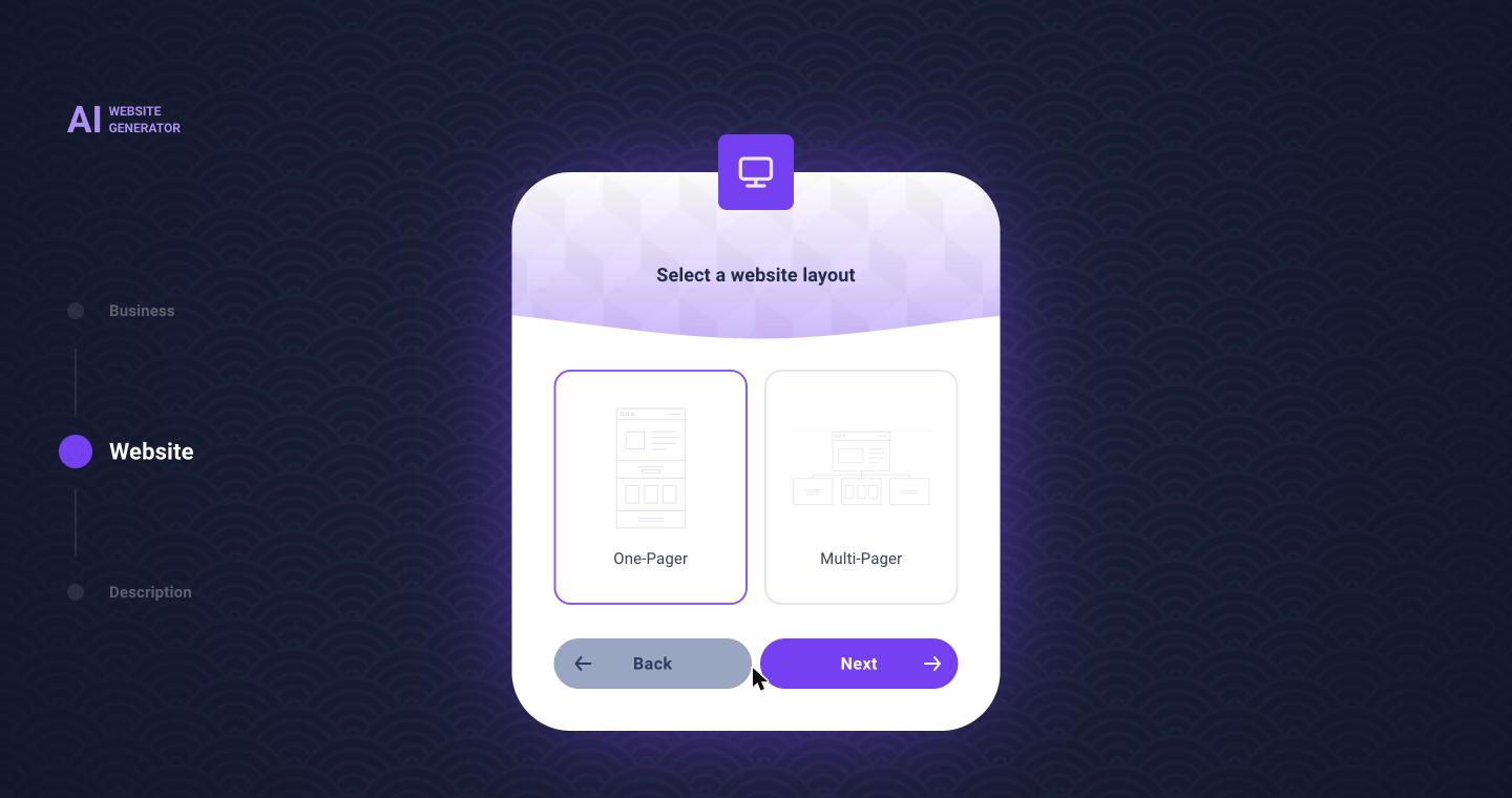 AI generator step 2: one-pager or multi-pager