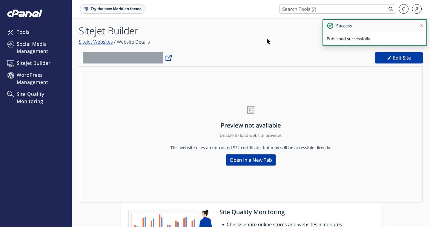 Published successfully in cPanel