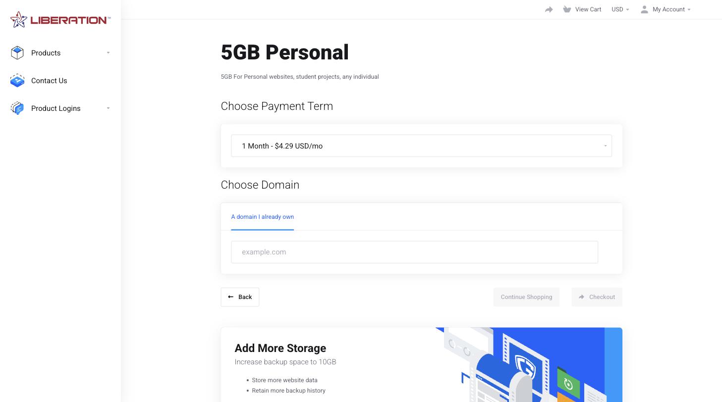 Choose payment term and domain