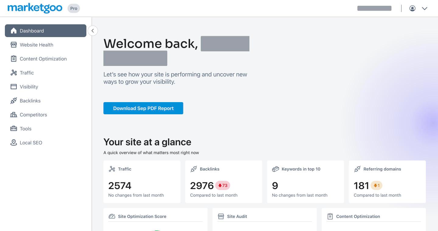 marketgoo Dashboard